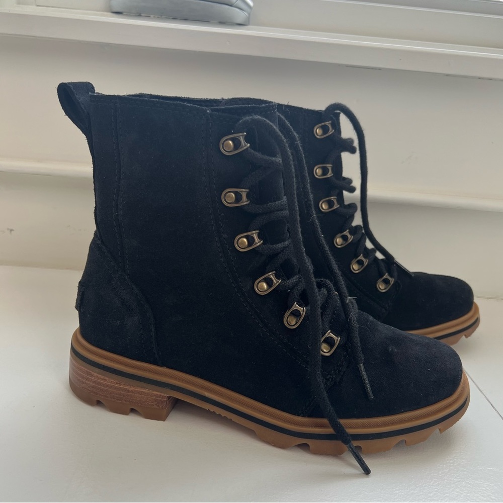 Black Suede Lace-Up Combat Boots - Women